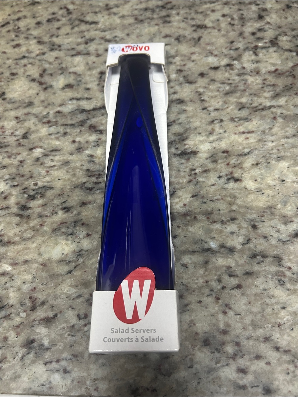 WoVo salad servers. Sapphire blue. 1980s